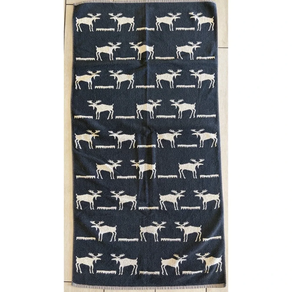 Vtg 90s Kimlor Mills Moose Bath Towel Set 2 Cotton Portugal Cabin Lodge Rustic